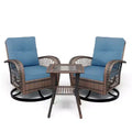 3-Piece Swivel Rocking Patio Chairs Set; Wicker Patio Bistro Set; 2 Glider Chairs & Side Table; Thickened Cushions; for Porch; Backyard; Garden