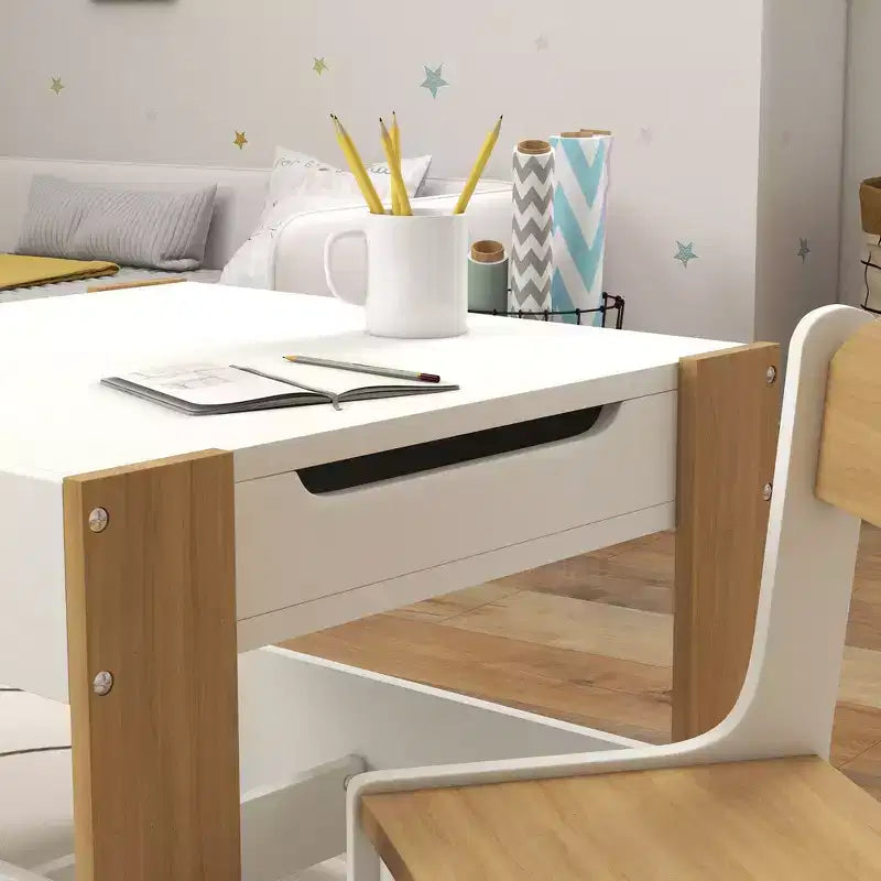 Table et chaises pour enfants, avec tableau noir de bureau, étagères de rangement et bibliothèques