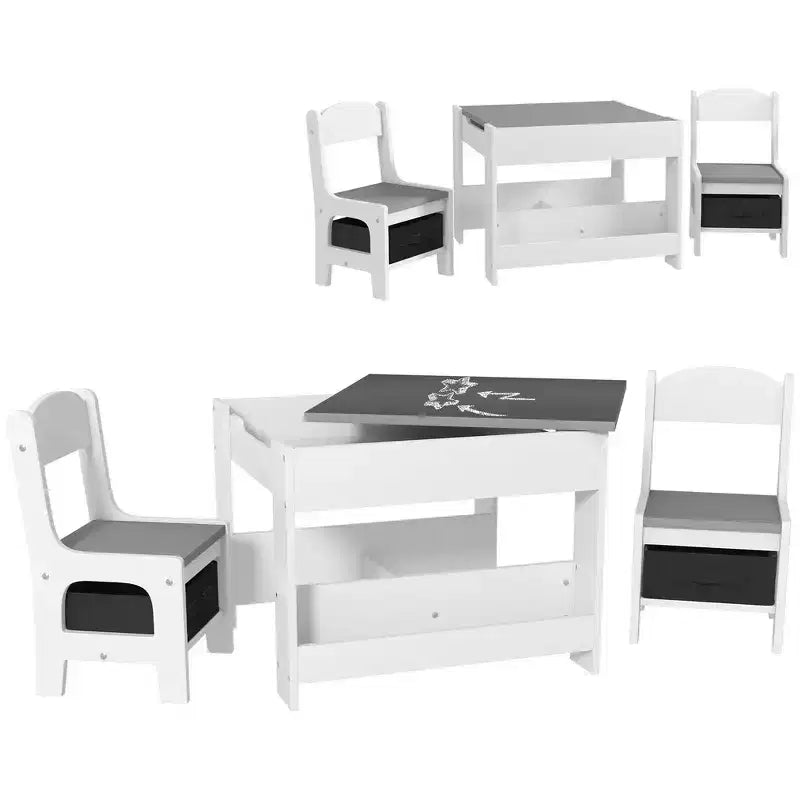 Table et chaises pour enfants, avec tableau noir de bureau, étagères de rangement et bibliothèques