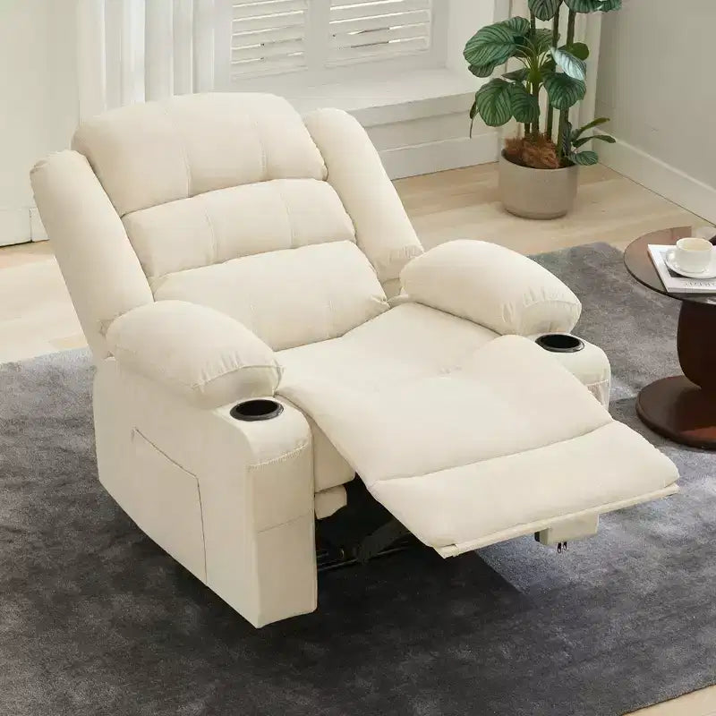 COZONY Wide Rocker Recliner Chair for Adults; Manual Oversized Lounge Chair with Armrest; Backrest; 2 Cup Holders & Side Pocket for Living Room