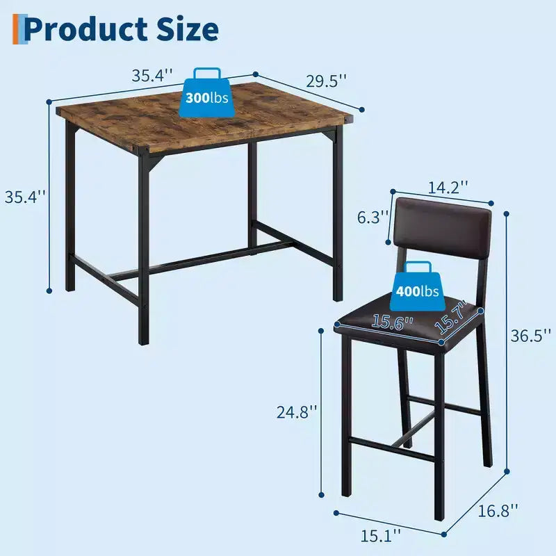 Table et chaises pour quatre personnes ; repose-pieds ; table de bar