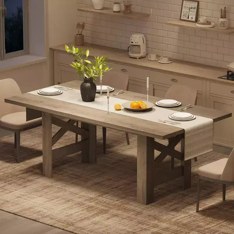 Long Wooden Kitchen Table; Dining Table for 6-8; Farmhouse Large Dining Room Table for Dining;