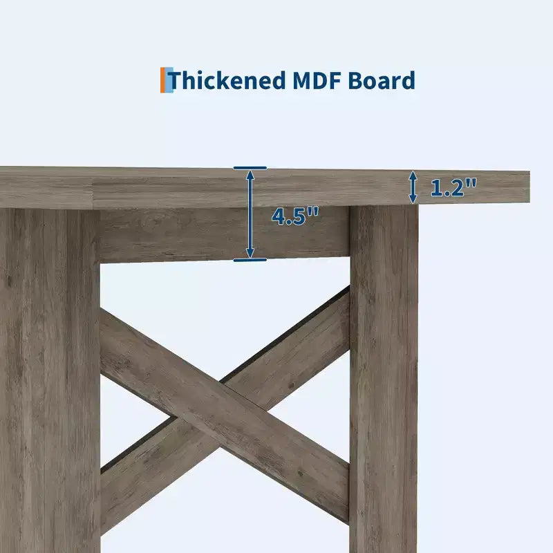 Longue table à manger de cuisine en bois ; 6 à 8 places.