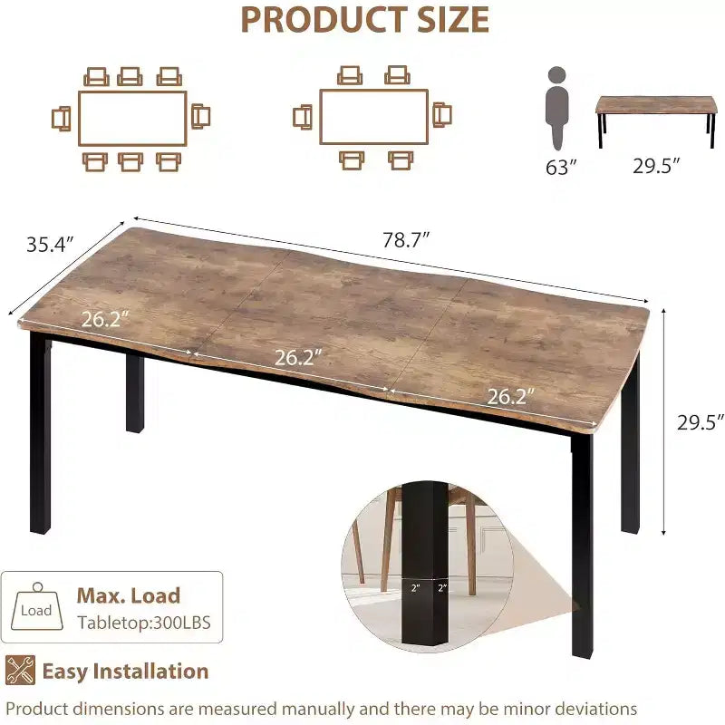 Table de salle à manger à bord ondulé irrégulier