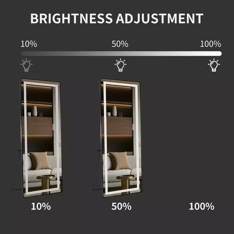 Avec lumière LED ; miroir d'éclairage de chambre sur pied