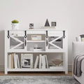 COZONY Farmhouse Entryway Table with Sliding Barn Doors; Industrial Console Table with Storage