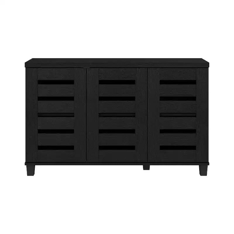 Meuble à chaussures 3 portes pour 16 paires de chaussures, avec étagères réglables.