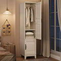 Armoire Wardrobe Closet with 2 Doors;72 in Wooden Wardrobe Cabinet with Hanging Rod; Narrow Tall Clothing Armoire Cabinet with 18 Adjustable Shelves
