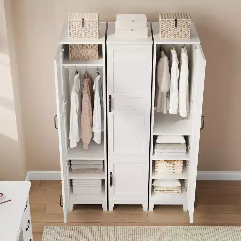 Armoire à double porte avec penderie ; armoire haute et étroite