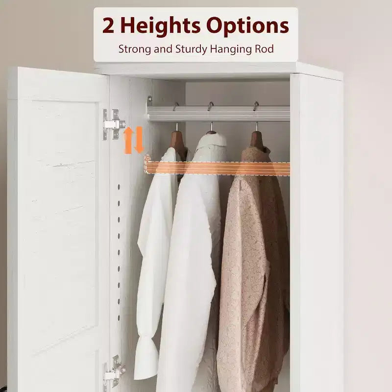 Armoire à double porte avec penderie ; armoire haute et étroite
