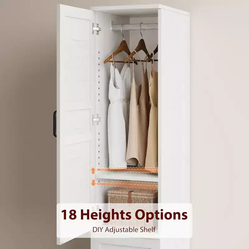 Armoire à double porte avec penderie ; armoire haute et étroite