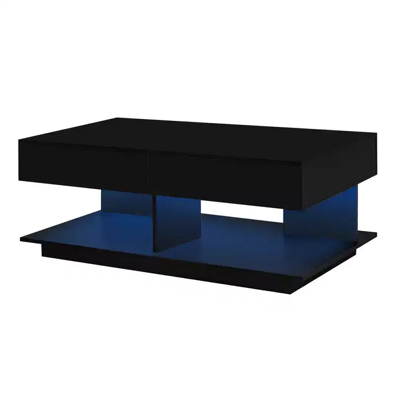 Table basse modulable avec espace de rangement dissimulé.