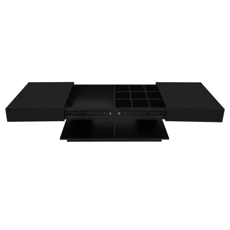 Table basse modulable avec espace de rangement dissimulé.