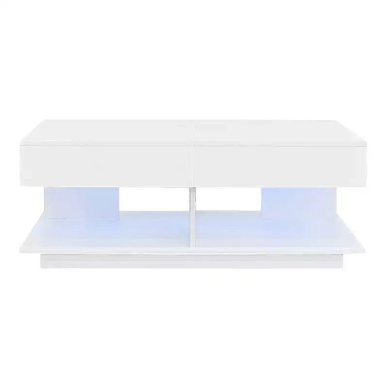 Table basse modulable avec espace de rangement dissimulé.