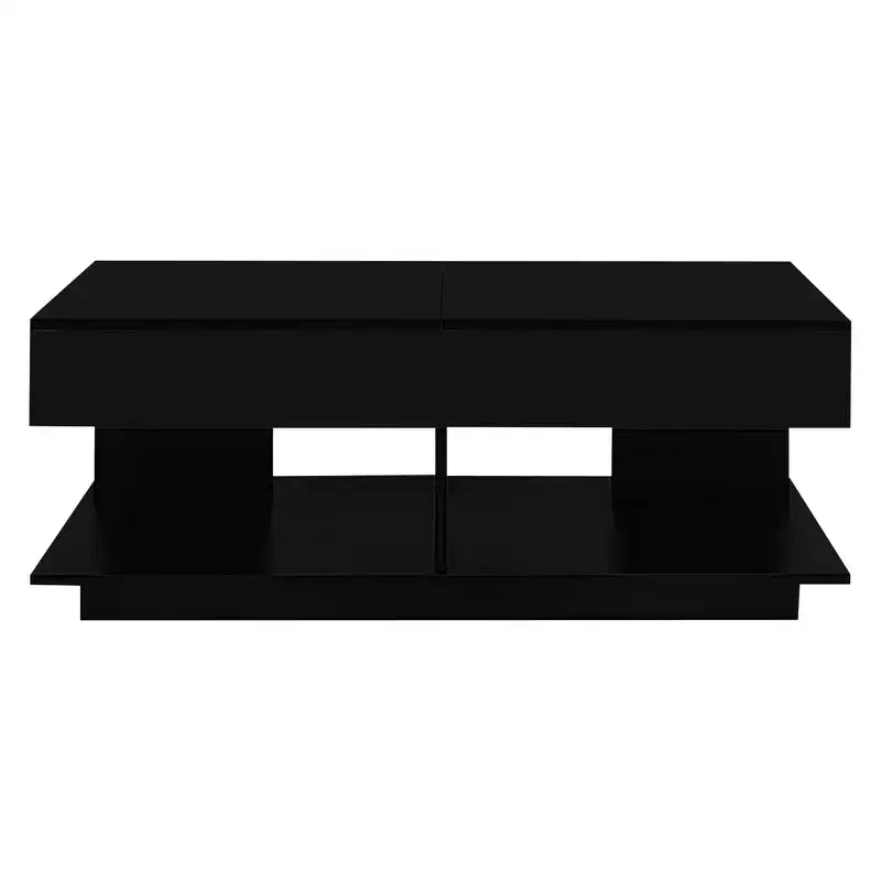Table basse modulable avec espace de rangement dissimulé.