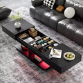 Table basse modulable avec espace de rangement dissimulé.