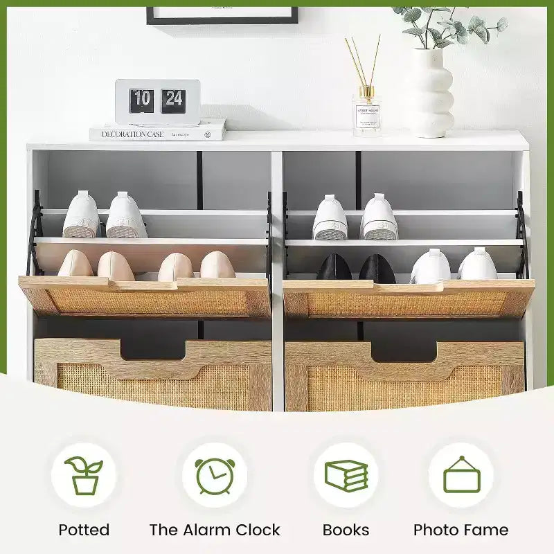 Meuble à chaussures en rotin ; mobilier de rangement de style moderne