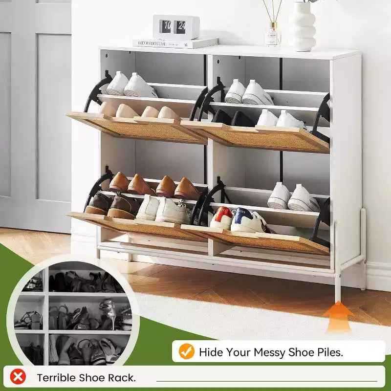 Meuble à chaussures en rotin ; mobilier de rangement de style moderne