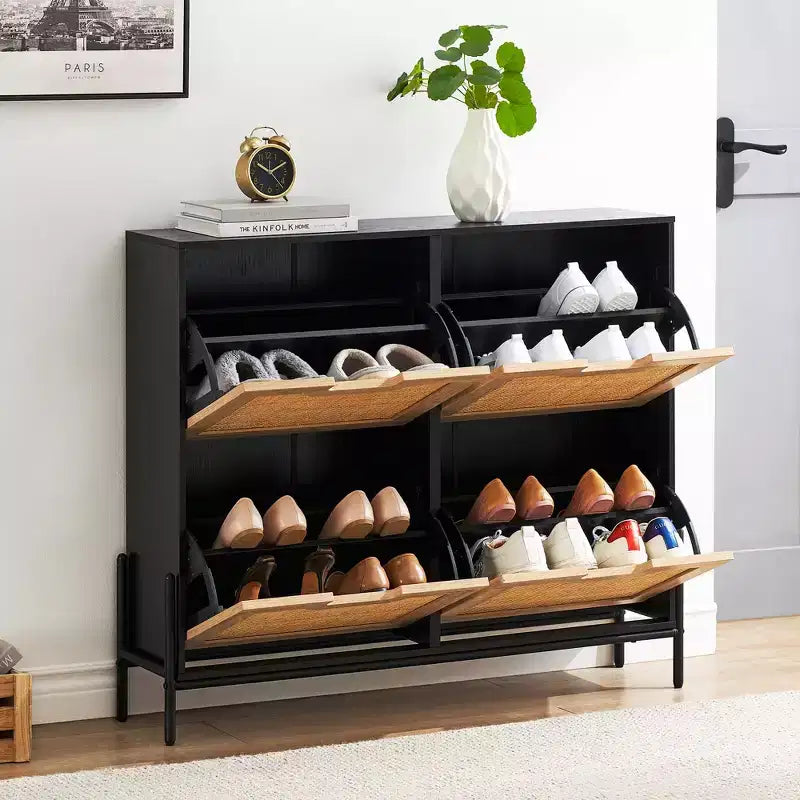 Meuble à chaussures en rotin ; mobilier de rangement de style moderne