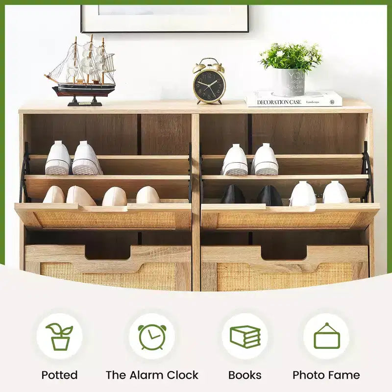 Meuble à chaussures en rotin ; mobilier de rangement de style moderne