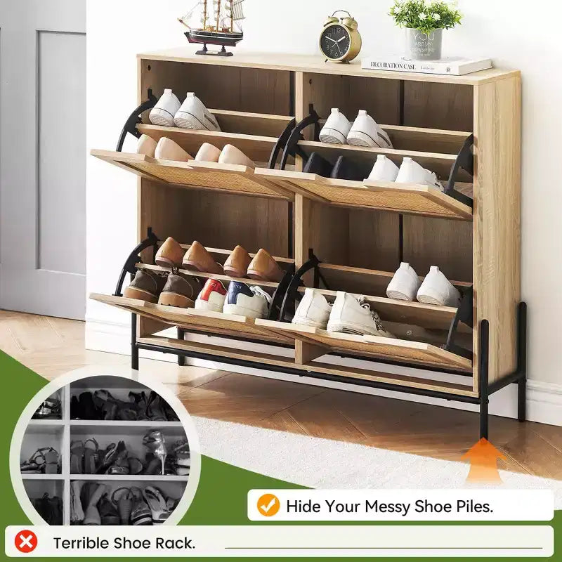 Meuble à chaussures en rotin ; mobilier de rangement de style moderne