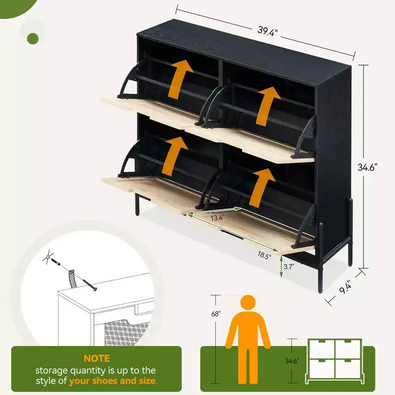 Meuble à chaussures en rotin ; mobilier de rangement de style moderne