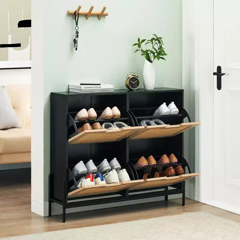 Meuble à chaussures en rotin ; mobilier de rangement de style moderne