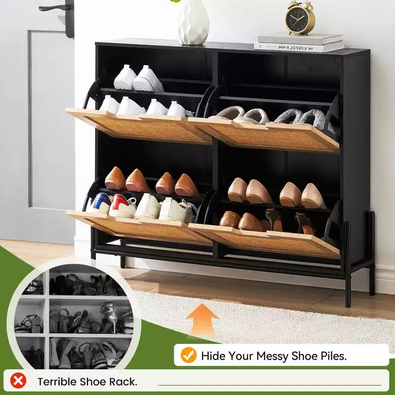 Meuble à chaussures en rotin ; mobilier de rangement de style moderne