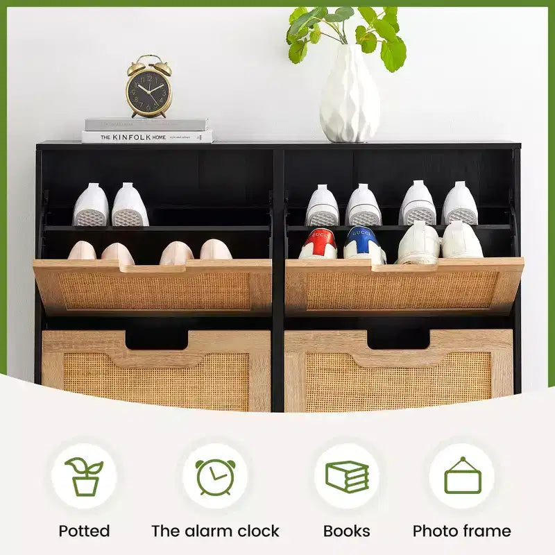 Meuble à chaussures en rotin ; mobilier de rangement de style moderne