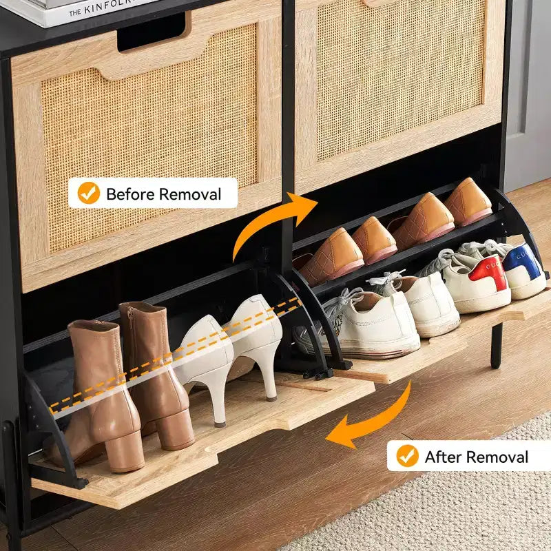 Meuble à chaussures en rotin ; mobilier de rangement de style moderne