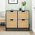 Rattan Shoe Cabinet Organizer for Entryway with 4 Doors; Adjustable Shelves;Holds 20 Pairs; Modern Storage Furniture; Spacious Storage Capacity
