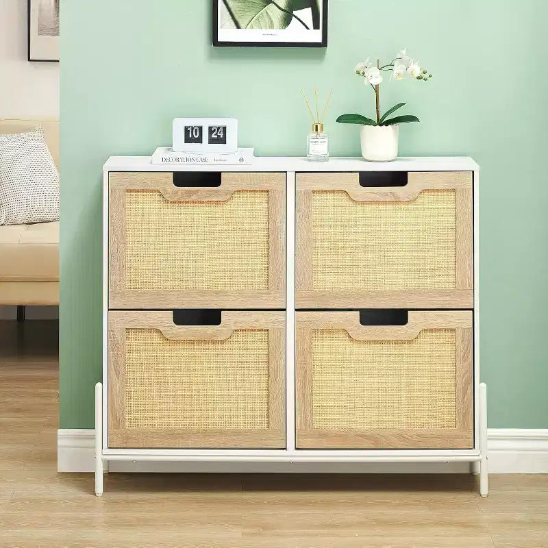 Meuble à chaussures en rotin ; mobilier de rangement de style moderne