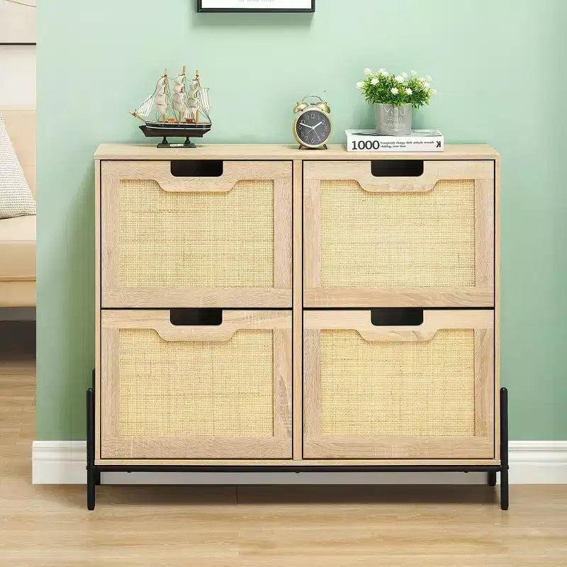 Meuble à chaussures en rotin ; mobilier de rangement de style moderne