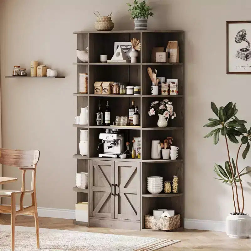 Présentoirs de bibliothèques et armoires de rangement avec portes et étagères ouvertes