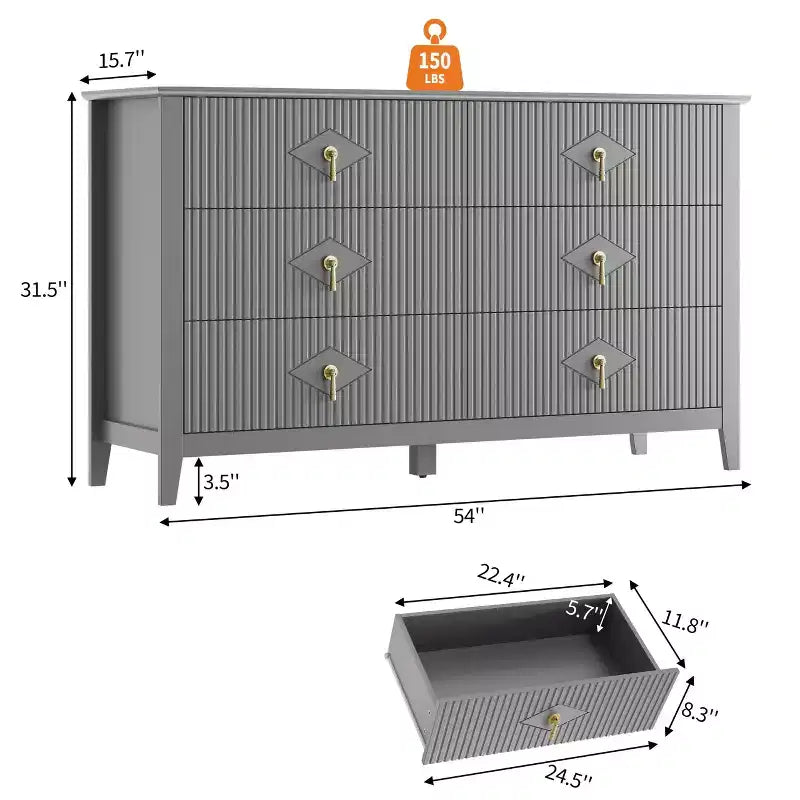 Armoire six tiroirs pour chambre à coucher avec tiroirs encastrés