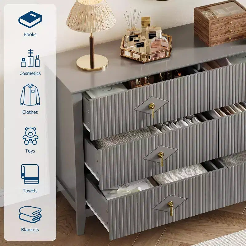 Armoire six tiroirs pour chambre à coucher avec tiroirs encastrés