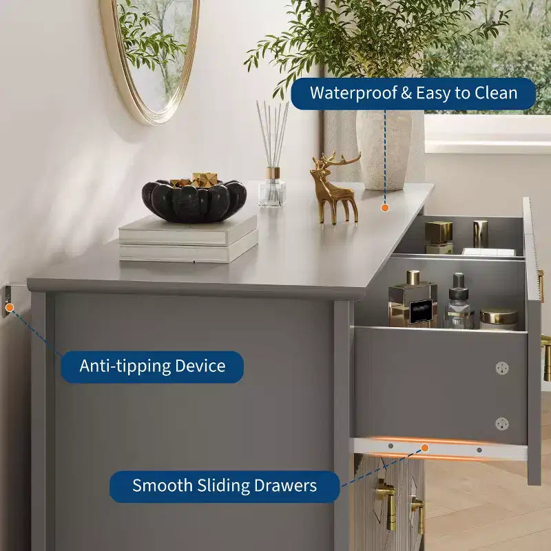 Armoire six tiroirs pour chambre à coucher avec tiroirs encastrés