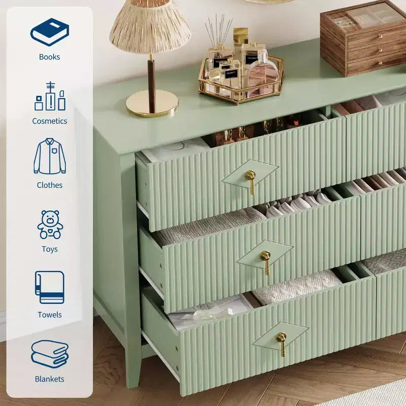 Armoire six tiroirs pour chambre à coucher avec tiroirs encastrés
