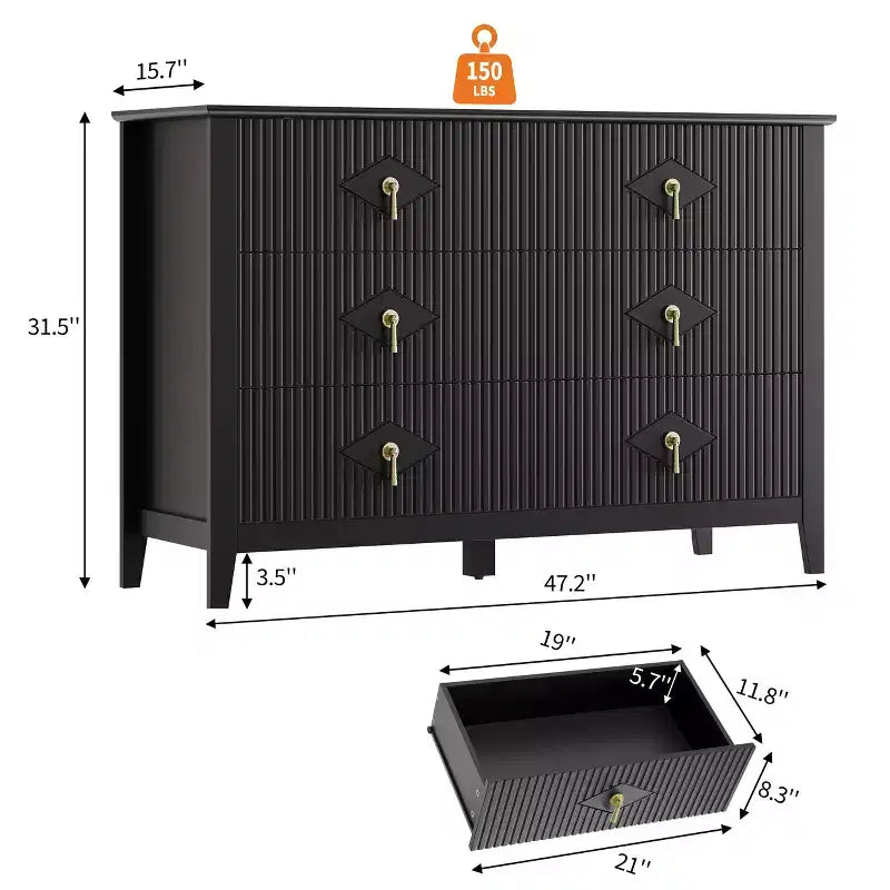 Armoire six tiroirs pour chambre à coucher avec tiroirs encastrés