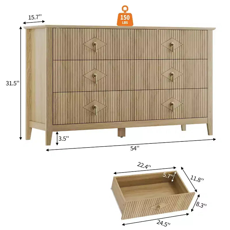 Armoire six tiroirs pour chambre à coucher avec tiroirs encastrés