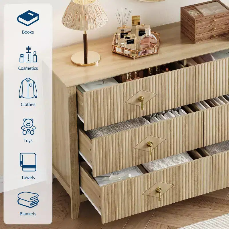 Armoire six tiroirs pour chambre à coucher avec tiroirs encastrés