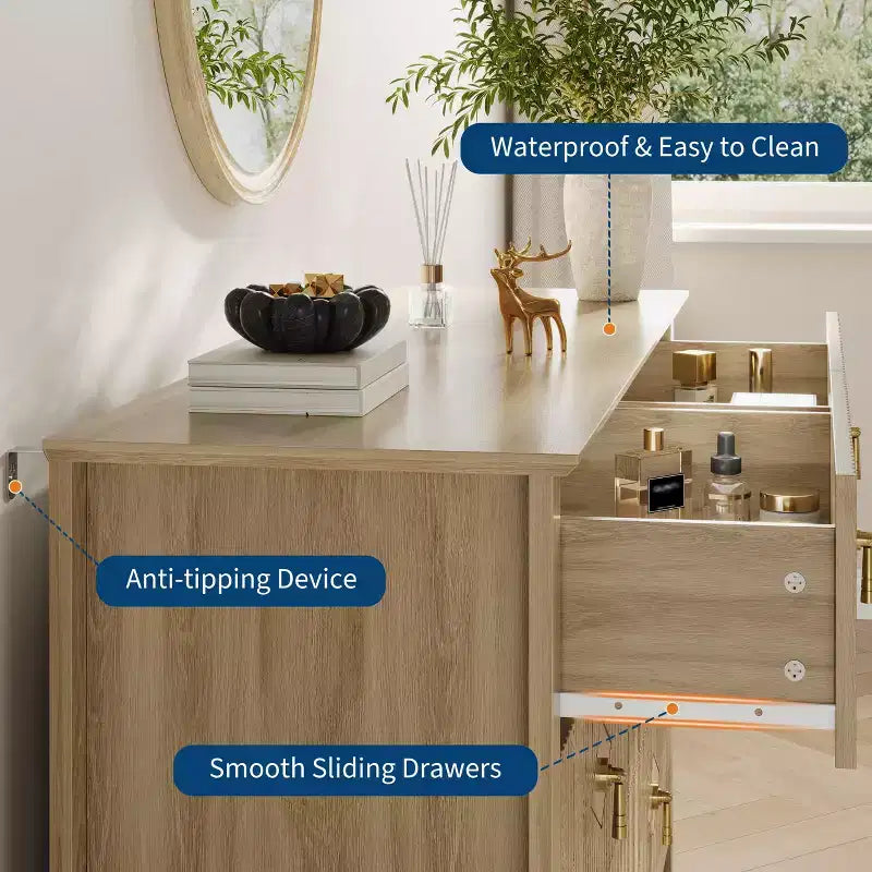Armoire six tiroirs pour chambre à coucher avec tiroirs encastrés