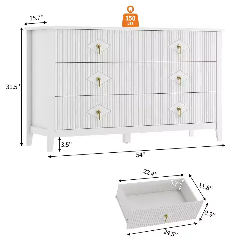 Armoire six tiroirs pour chambre à coucher avec tiroirs encastrés