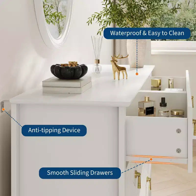 Armoire six tiroirs pour chambre à coucher avec tiroirs encastrés