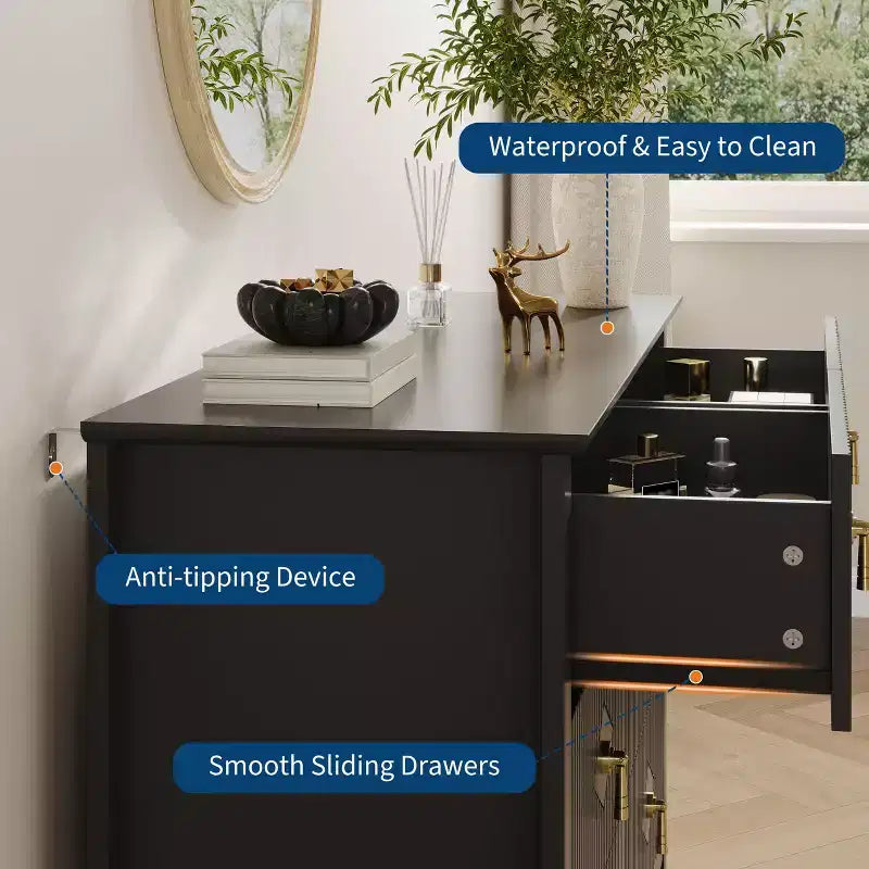 Armoire six tiroirs pour chambre à coucher avec tiroirs encastrés