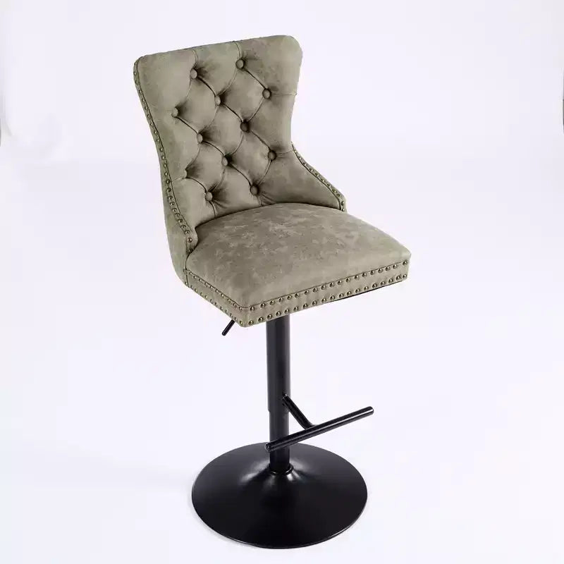 Tabouret de bar pivotant et rembourré de style moderne avec dossier capitonné