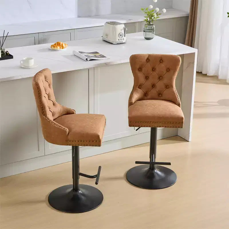Tabouret de bar pivotant et rembourré de style moderne avec dossier capitonné