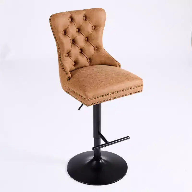 Tabouret de bar pivotant et rembourré de style moderne avec dossier capitonné