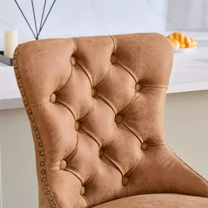 Tabouret de bar pivotant et rembourré de style moderne avec dossier capitonné