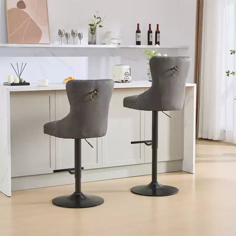 Tabouret de bar pivotant et rembourré de style moderne avec dossier capitonné